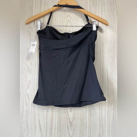 LOFT Beach Cinched Front Tankini Top Black Size M NWT - Picture 3 of 3